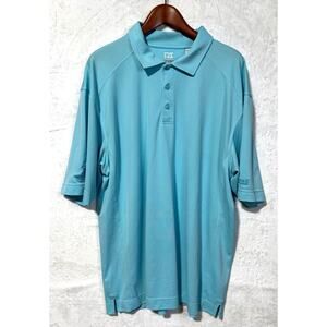 CUTTER & BUCK Men's Moisture Wicking Golf Polo Shirt Light Teal Blue | Size XXXL